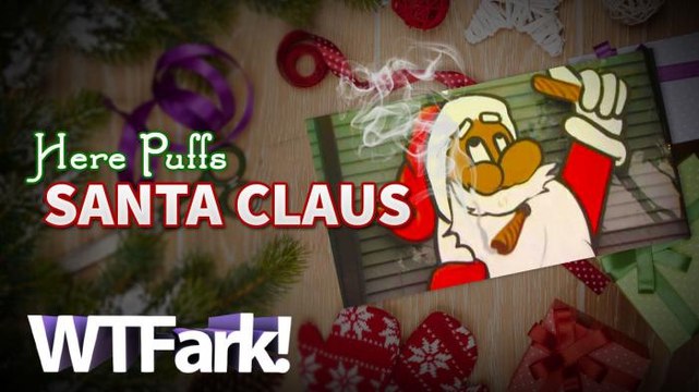 HERE PUFFS SANTA CLAUS: Pot Shop's Santa-Smoking-A-Joint Window Display Angers Community