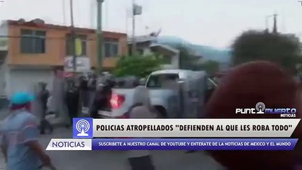 camioneta atropella a policías y Normalistas Impresionante :