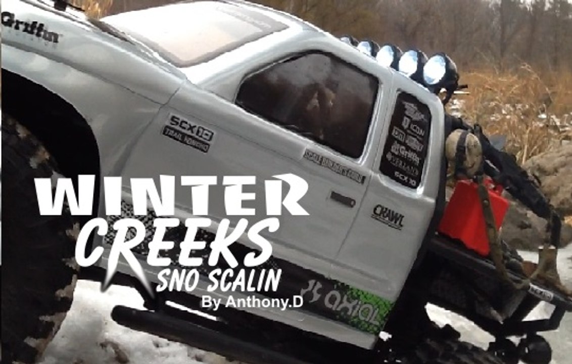"WINTER CREEKS" - waterproofed Axial SCX10 Trail Honcho in Snow