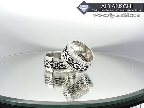 İki renkli sonsuzluk desenli gümüş alyans