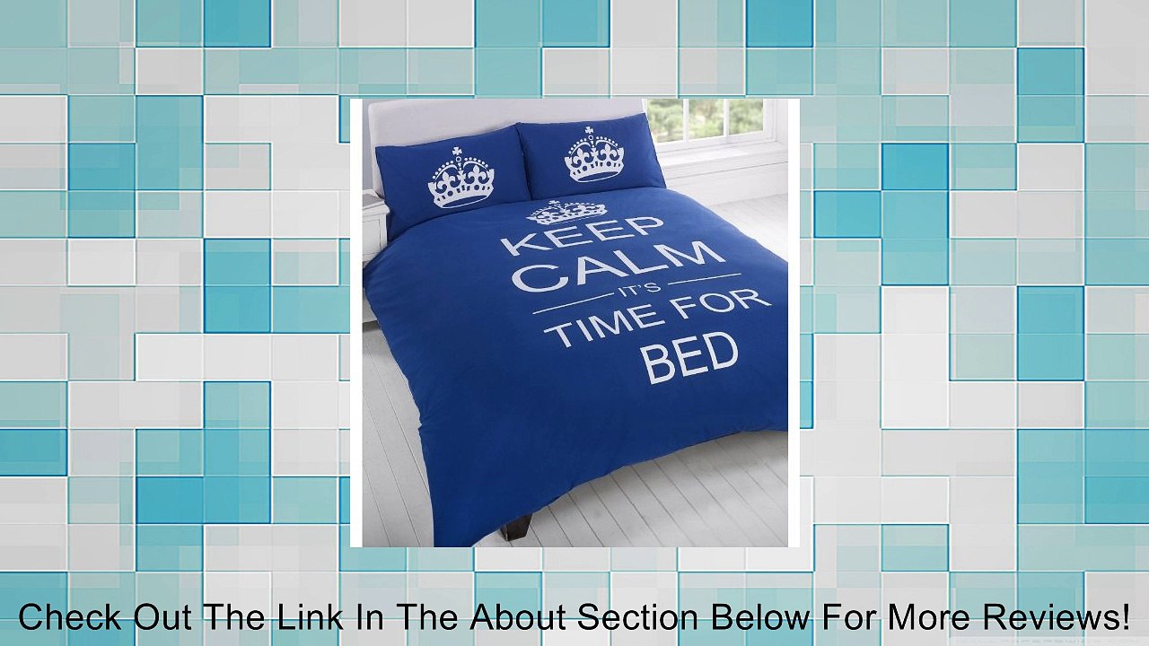 TWIN NAVY BLUE TEENAGER KEEP CALM ITS TIME FOR BED COTTON REVERSIBLE COMFORTER COVER Review