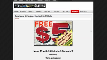 Social Media Promo - How to get your $5 Dollars FREE Store Credit for SEOClerks