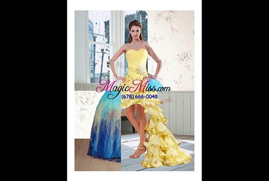 New Arrival Pretty High Low Sweetheart Ruffles and Beading Prom Dress Prom Gowns