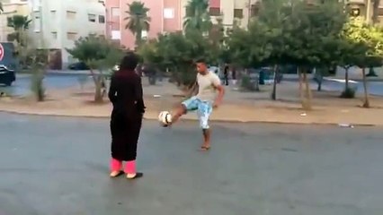 Girl And Boy Are Playing Football   Judge Who Is The Best