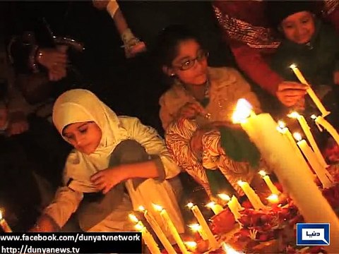 Dunya News - Karachi: School children lit up candles in remembrance of Peshawar martyrs