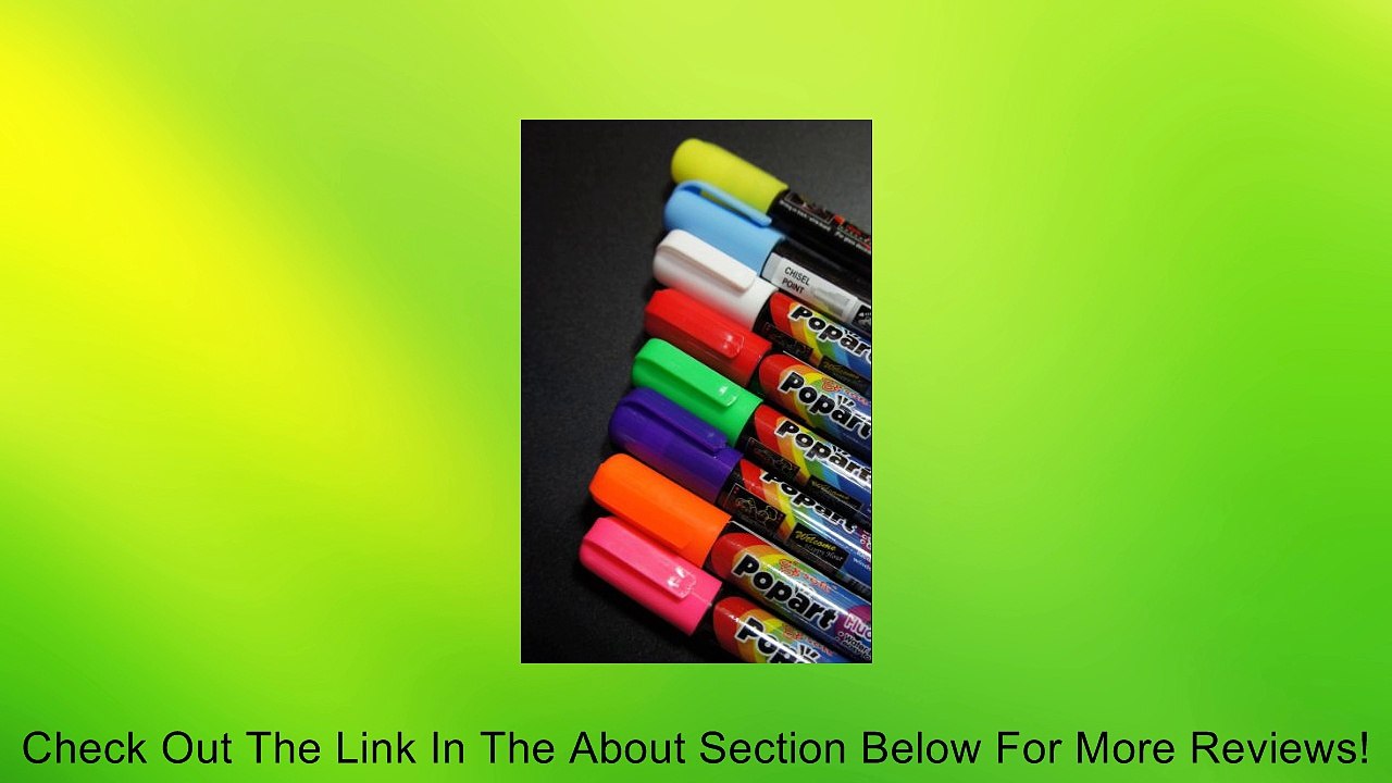 Popart Marker Pens - 8 Colors of Liquid Chalk (Fluorescent Neon) Review