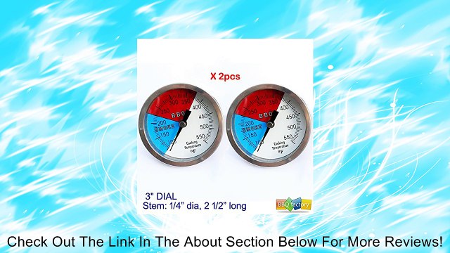 BBQ factory 3 550F (2-pack) BBQ CHARCOAL GRILL PIT WOOD SMOKER TEMP GAUGE THERMOMETER 2.5 STEM SS RWB Review