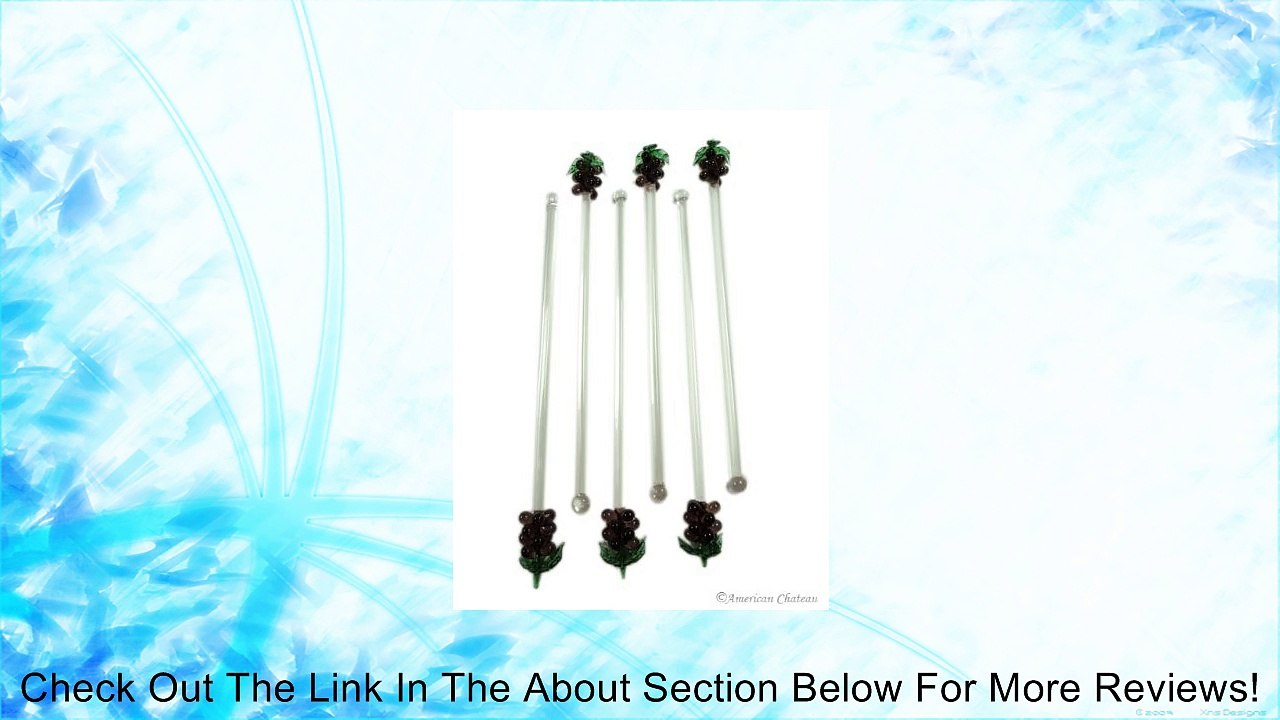 Set 6 pc Art Glass 8" Drink Grapes Brunch Stir Swizzle Sticks Muddlers Review