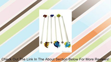 Set 6 Blue Art Hand Blown Glass 8" Fish Stir Swizzle Sticks Figurine Review