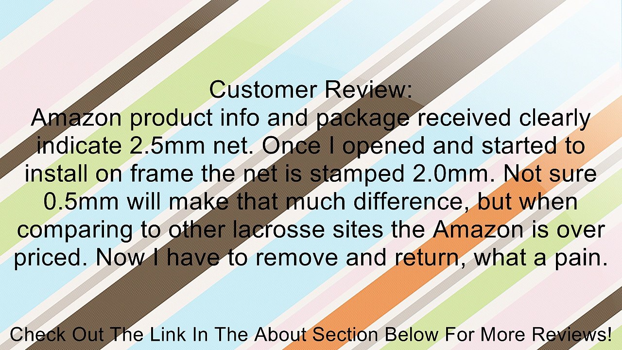 Brine Practice Lacrosse Net-2.5-mm Hi-Extension Polyester Knotless 1.5-Inch Mesh-6 x 6 x 7-Feet 2.0-mm Review