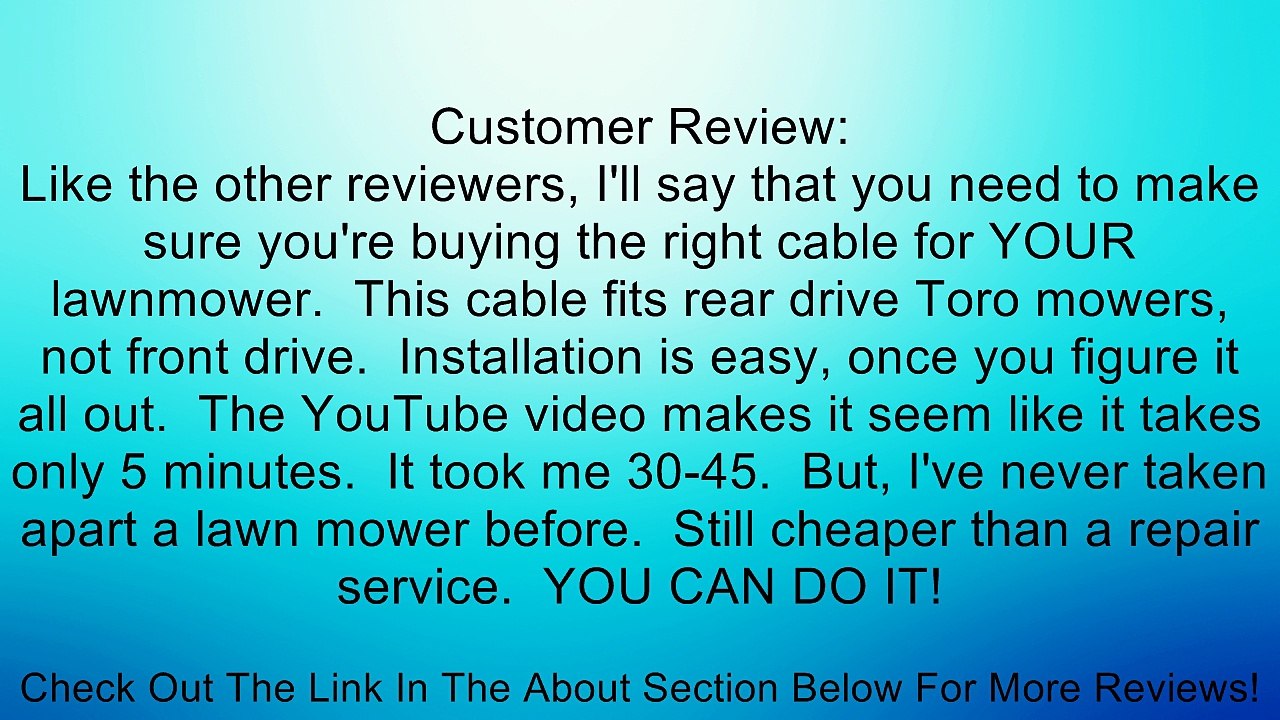 GENUINE OEM TORO PARTS - CABLE-TRACTION 105-1844 Review