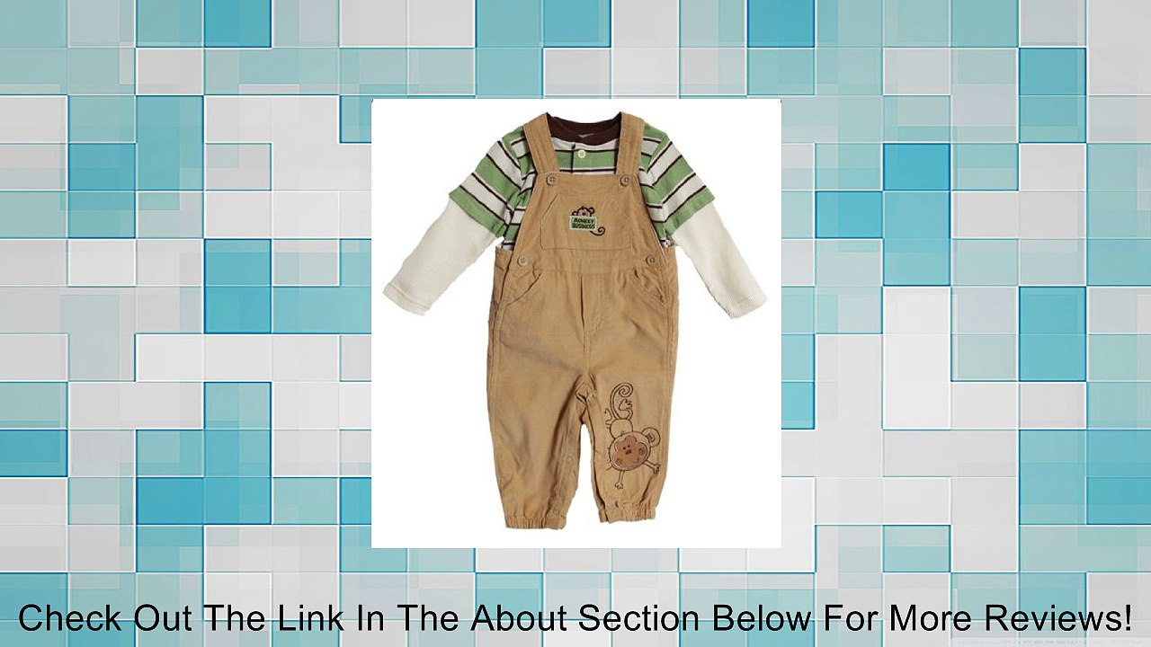 BT Kids Baby Boys' 2 Piece Green Striped Shirt Corduroy Overalls Set Review