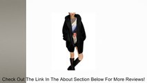 Lady Slanting Pockets Long Sleeve Black Plush Warm Hooded Coat M Review