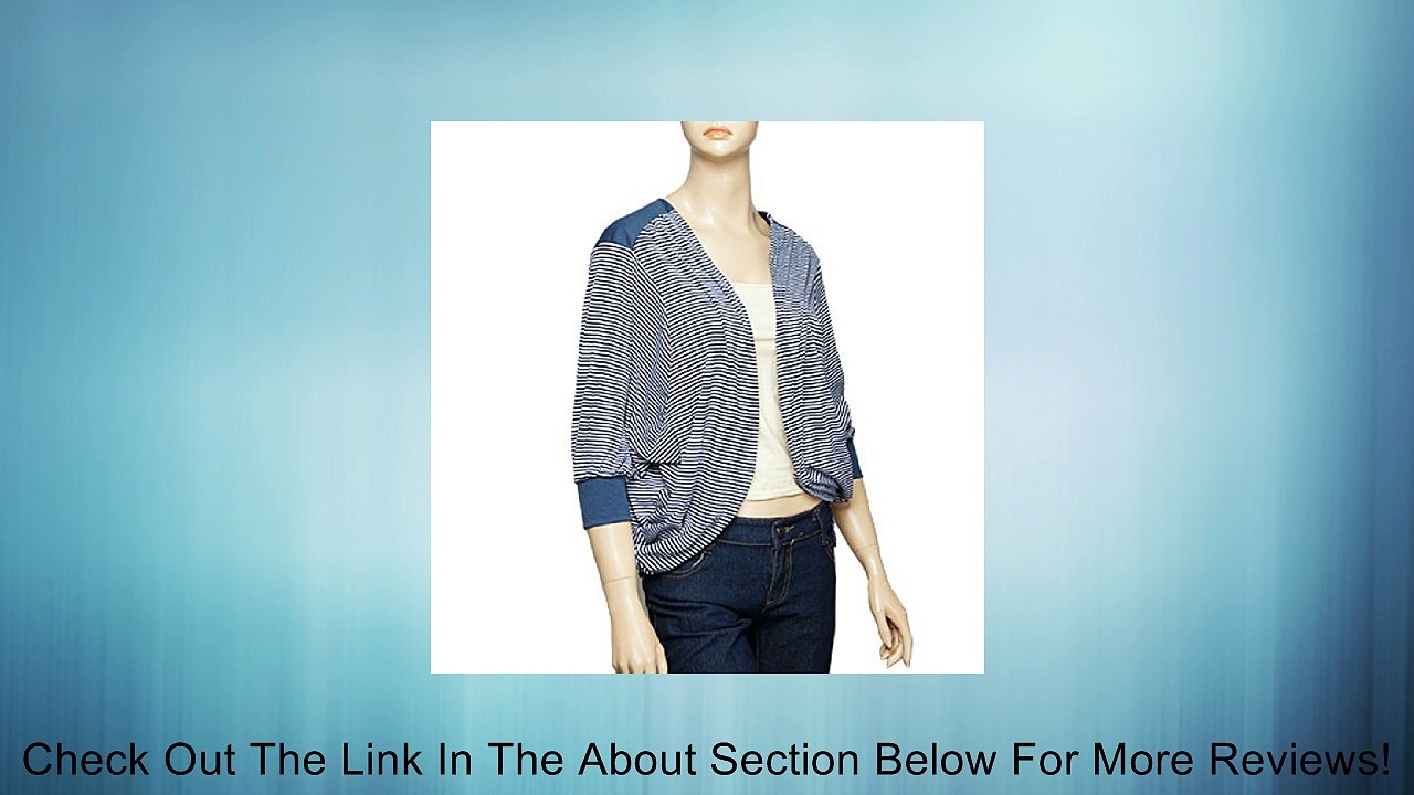 Ladies Buttonless 3/4 Dolman Sleeve Black White Striped Shrug Bolero S Review