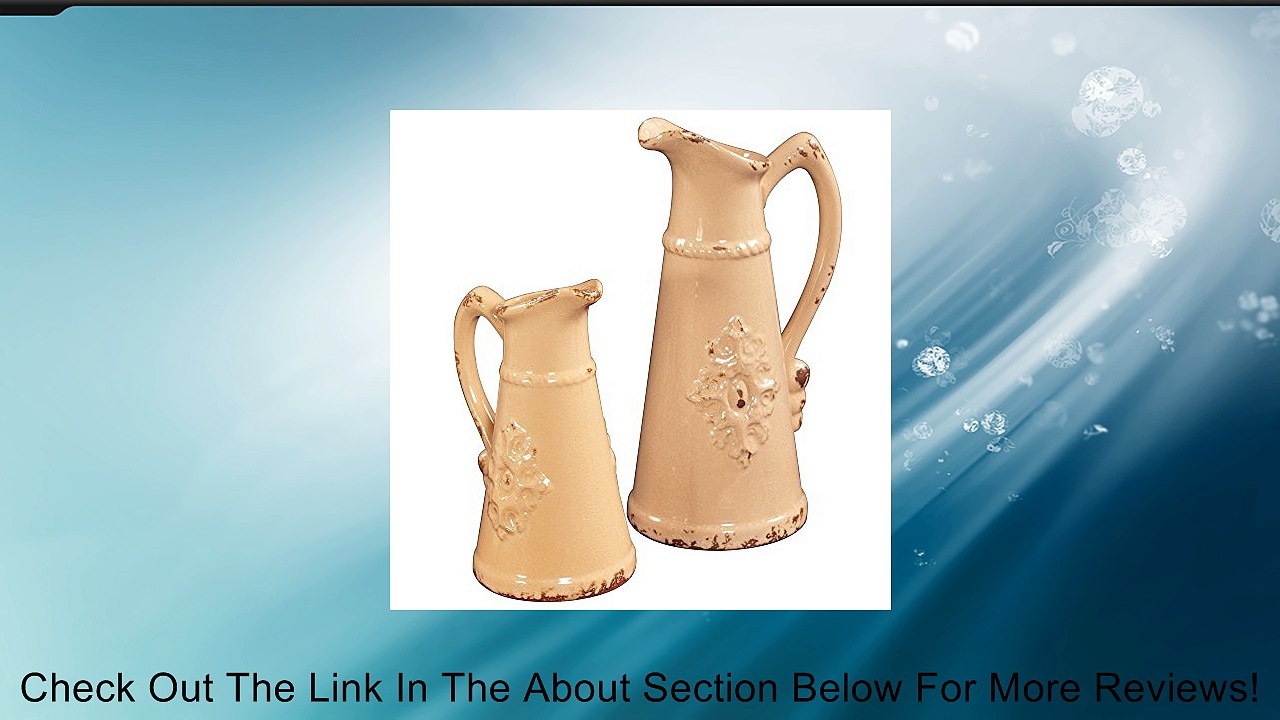 Howard Elliott Collection 18176 2-Piece Tall Ceramic Pitchers, Distressed Ivory Glaze Review