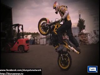 Freestyle Sportbike Stunt Riding in a Warehouse