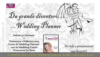 Download Video: COSENZA, RENDE CERCO CORSO WEDDING PLANNER EURO 400