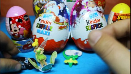 Awesome Surprise Eggs Kinder Maxi - Disney Minnie -Spiderman - Carzz - Jurassic - Planes.