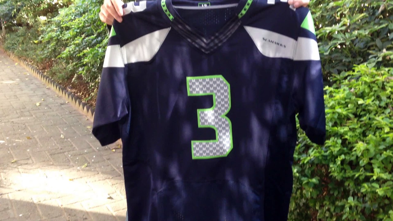 Seattle Seahawks NFL Nike Russell Wilson Navy Blue Men's Elite #3
