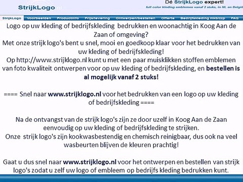 Logo kleding bedrijfskleding bedrukken Koog Aan de Zaan