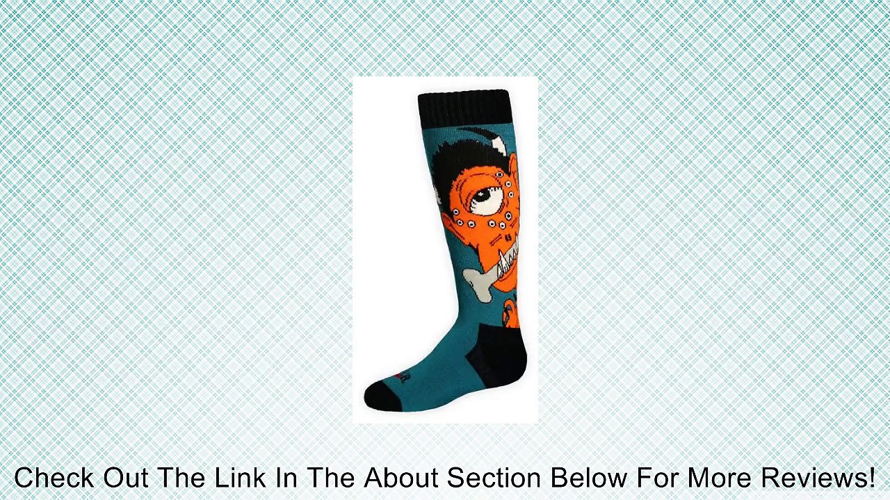 Hot Chillys Boy's Monster Medium Cushion Sock, Monster/Teal, Medium Review