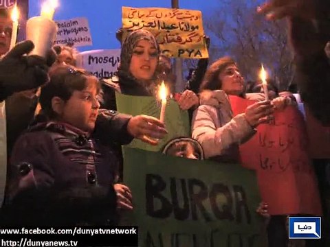 Dunya News - Islamabad: Civil society demonstrates protest for arrest of Maulana Abdul Aziz