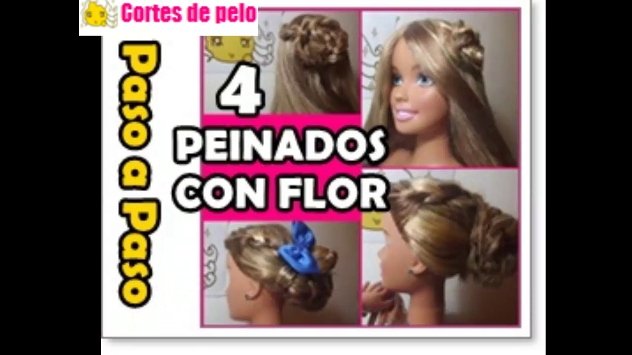 4 PEINADOS con trenzas y FLOR fáciles | Paso a Paso (Barbie)