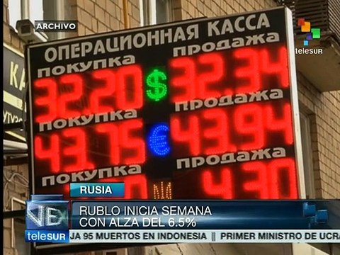 Bolsa de valores de Rusia inicia la semana con un incremento de 6.5%