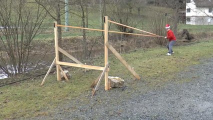 Man Makes Insane, Giant Christmas Tree Slingshot