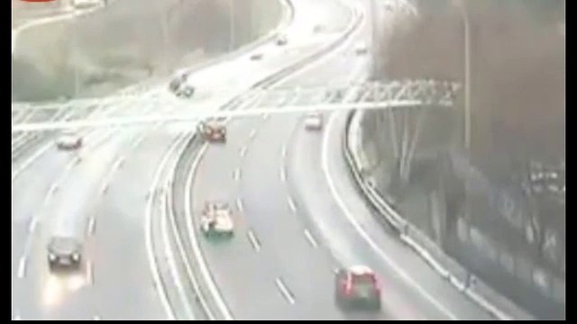 Insane highway crash in Spain crushes a man's legs between a guardrail