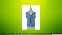Anna-Kaci S/M Fit Classic Blue Distressed Denim Vest Frayed Edge with Star Studs Review