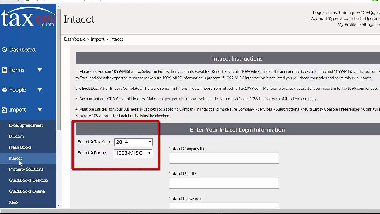 Tax1099_com Integrates with Intacct | 1099 Misc Efile ,1099-div, Irs 1099 Misc, E-file 1099-misc | Irs Approved