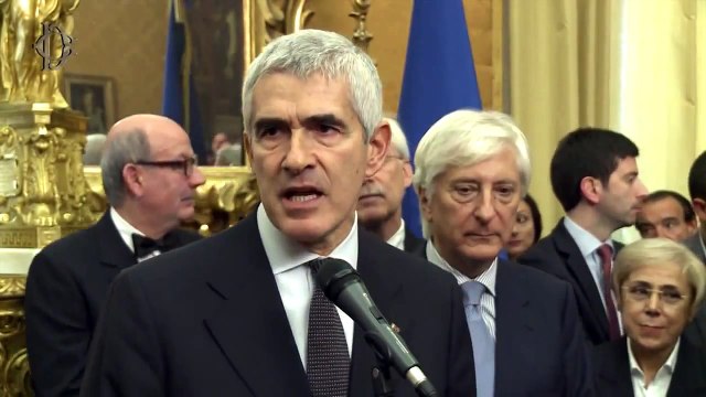 Roma - L'ex presidente Casini saluta il segretario generale Ugo Zampetti (19.12.14)