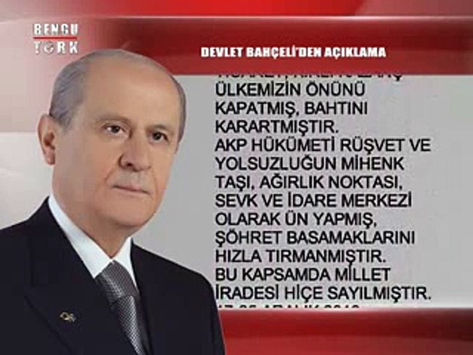 DEVLET BAHÇELİ'DEN AÇIKLAMA - 23.12.2014