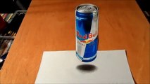Anamorphic Illusion - Drawing 3D Levitating Red Bull Can