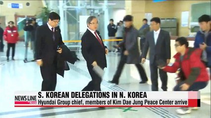 Hyundai Group chief & members of Kim Dae Jung Peace Center in N. Korea