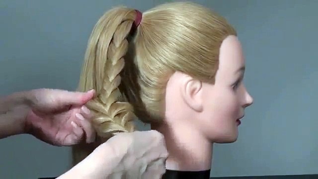 Прическа Хвост с ажурной косой Easy braided hairstyle for long hair