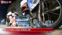 Evsiz adamı dövüp kafasında şişe kırdılar