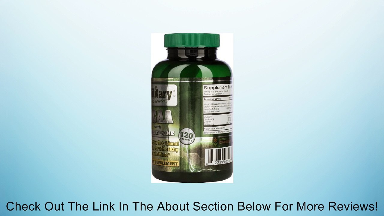 BCAA enhanced with L-Glutamine (120 capsules) | Military Tested | Best BCAA Amino Acids Review