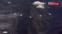 Pilots stunts with 5 Passenger Airplanes
