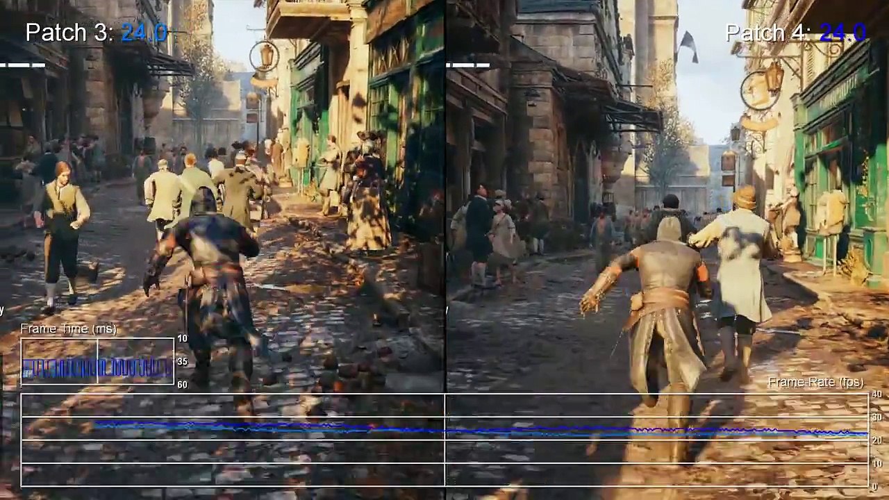 Assassin's Creed: Unity (PS4) Patch 4 vs Patch 3 Frame-Rate Test