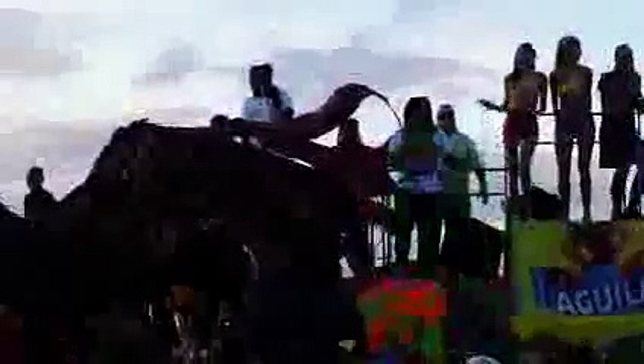 Kevin Florez en carroza-bando fiestas de noviembre cartagena