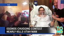 Eggnog chug fail - Utah man hospitalized for three days after winning a holiday chugging contest.