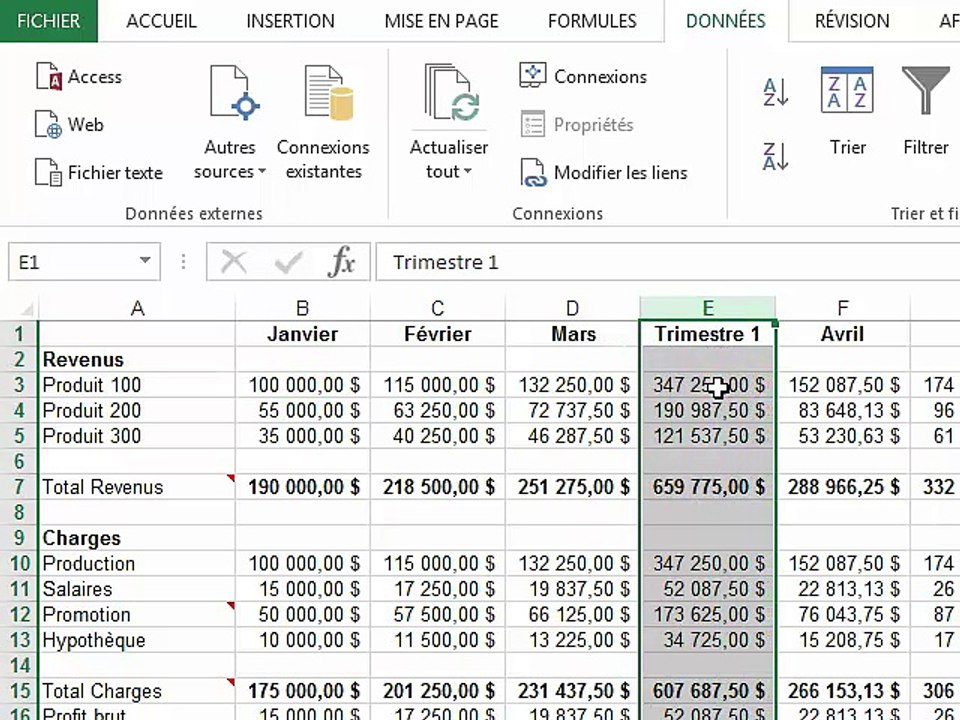 Excel - options Grouper et Dissocier