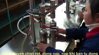 máy chiết rót nạp khí và đóng nắp bình khí, máy chiết rót đóng nắp bình xịt muỗi, bình gas