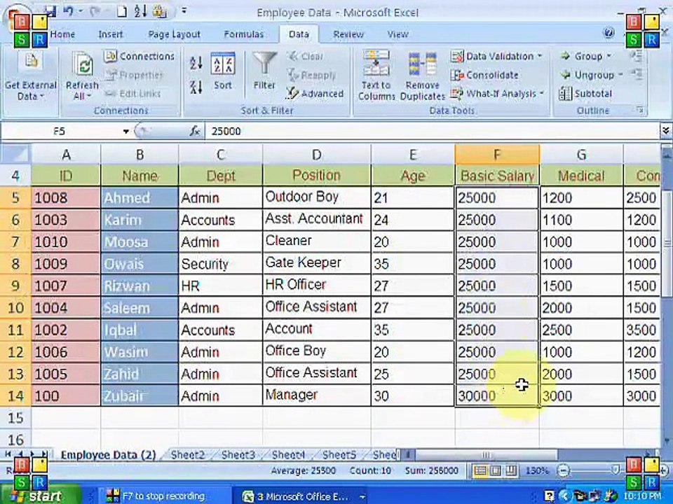 MS Excel 2007 - Tutorial - Part 13