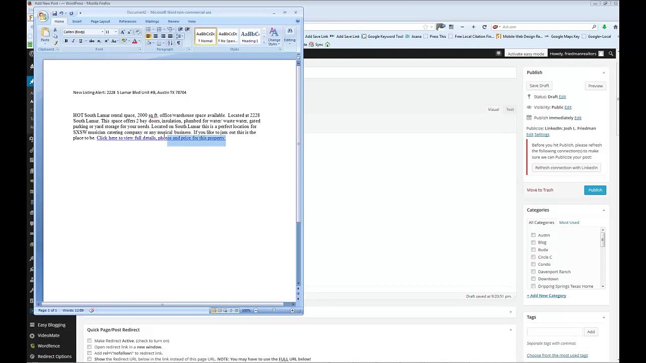 2014 Wordpress Tutorial Help How to Post a Listing to your Blog