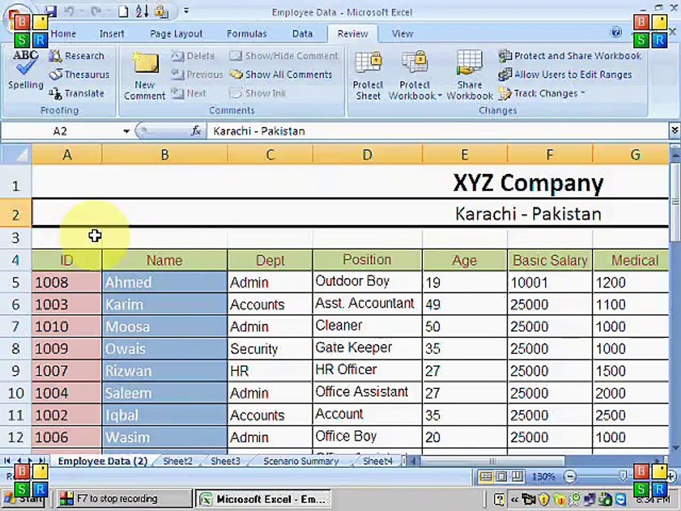 MS Excel 2007 - Tutorial - Part 17