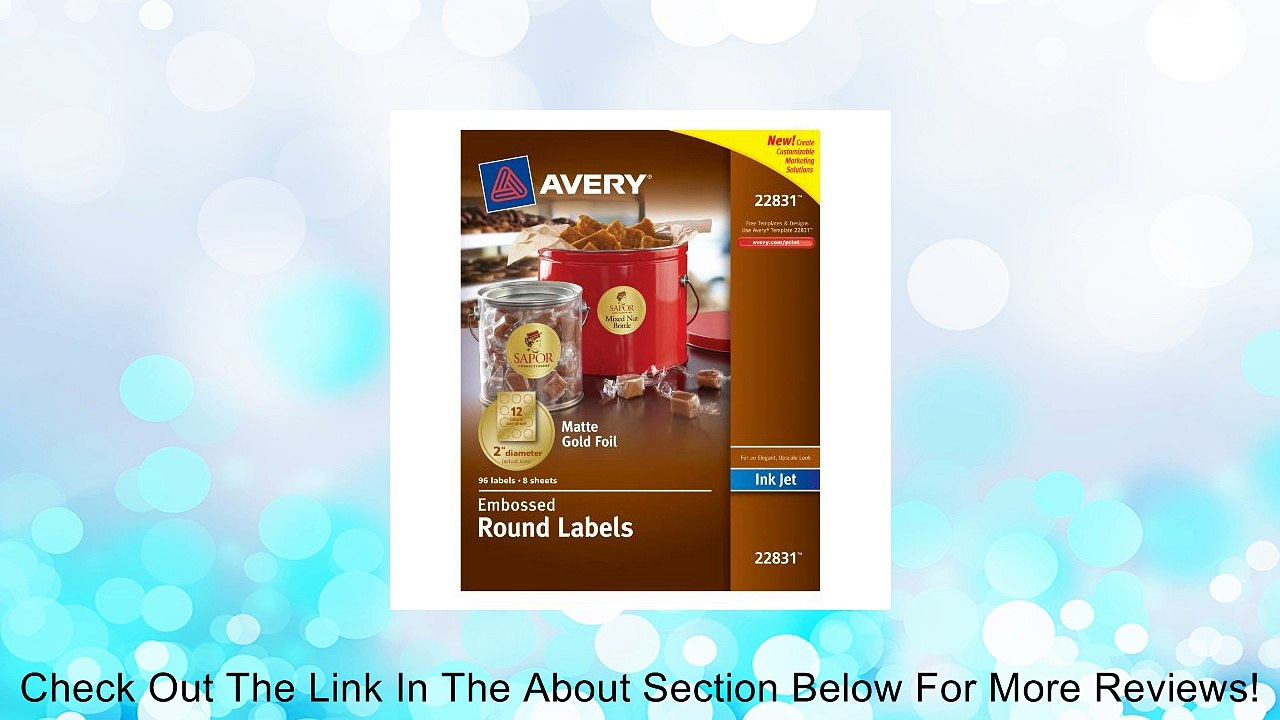 Avery Embossed Round Labels, Matte Gold Foil, 2-Inch Diamter, 96 Labels (22831) Review