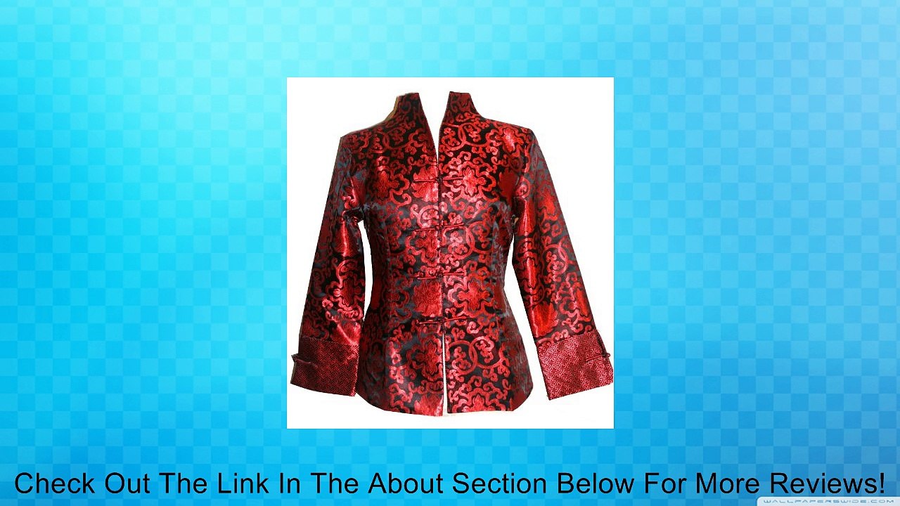 511 ORIENTAL ASIAN CHINESE MANDARIN SILK BROCADE JACKET -RED/BLACK - S Review